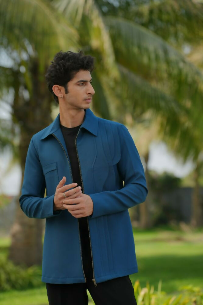 Sleek Teal Blue Shacket by Hilo Design | Grocsy