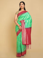 Kalamandir Ethnic Motifs Light Green Silk Blend Saree | Grocsy