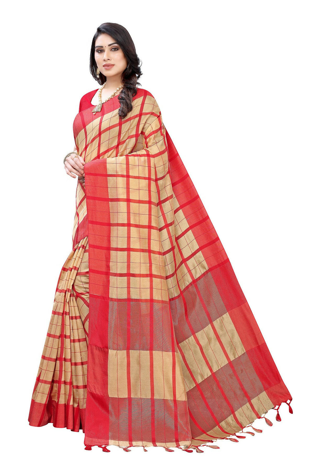 Vamika Cream Cotton Silk Weaving Saree (SATURN CHICKU) | Grocsy