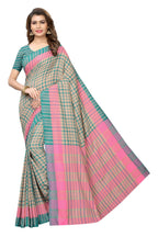 Vamika Cream Cotton Silk Weaving Saree (Terra Checks Rama) | Grocsy