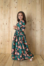 Aayaa Designer Printed Chinon Crochet Sequance Kids Lehenga Choli - Green | Grocsy