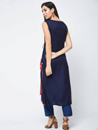 Aniyah Rayon Block Printed Layered Kurta In Red (AN-120K) | Grocsy