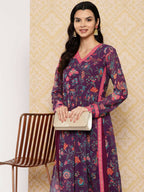 Ahalyaa Women's Traditional wear Kurta Set - Purple | Grocsy