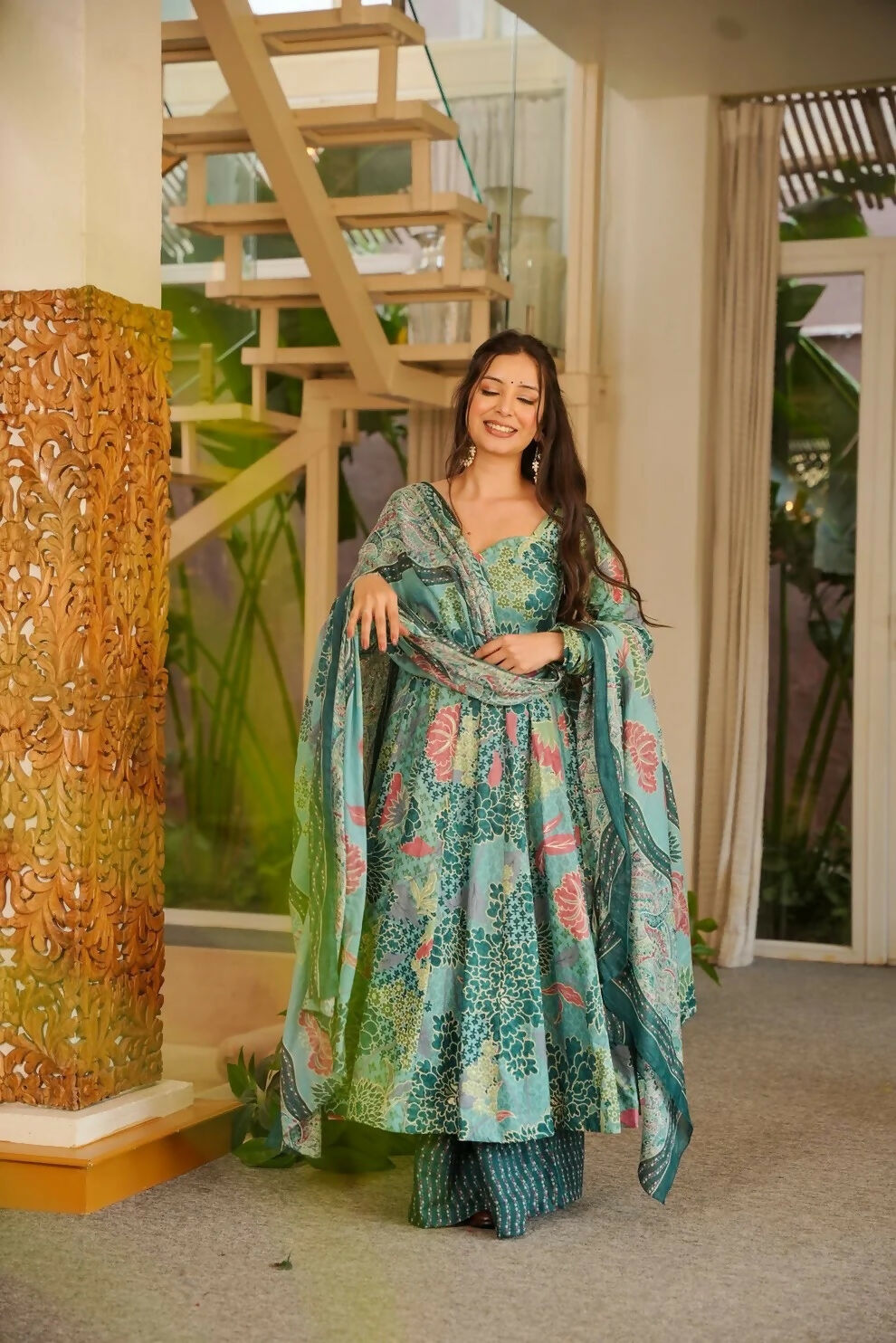 Aayaa Designer Cotton Silk Suit - Sky Blue | Grocsy