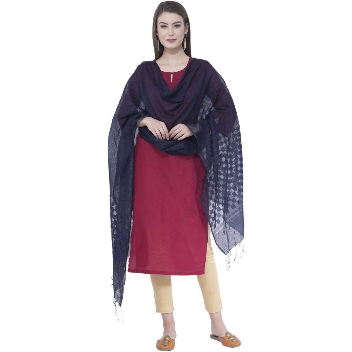 A R Silk Navy Blue Color Buta Cutting Dupattas and Chunnis | Grocsy