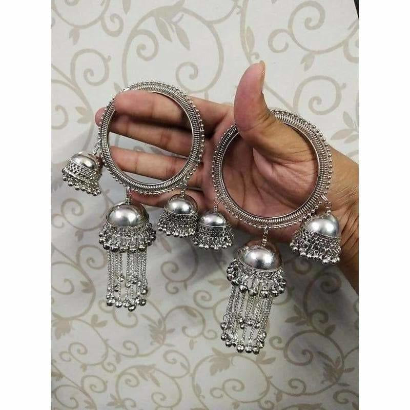 MS Fashion India Stylish And Trendy Silver Jhumka Hanging Bangles | Grocsy