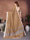 Aastha Fashion Mustard Linen Weaving Saree | Grocsy