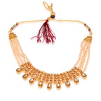 Tehzeeb Creations Golden Plated Necklace With Stone And Pearl Studded | Grocsy