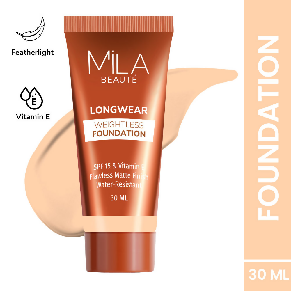 Mila Beaute Longwear Weightless Matte Finish Foundation with SPF 15 - Light Beige | Grocsy