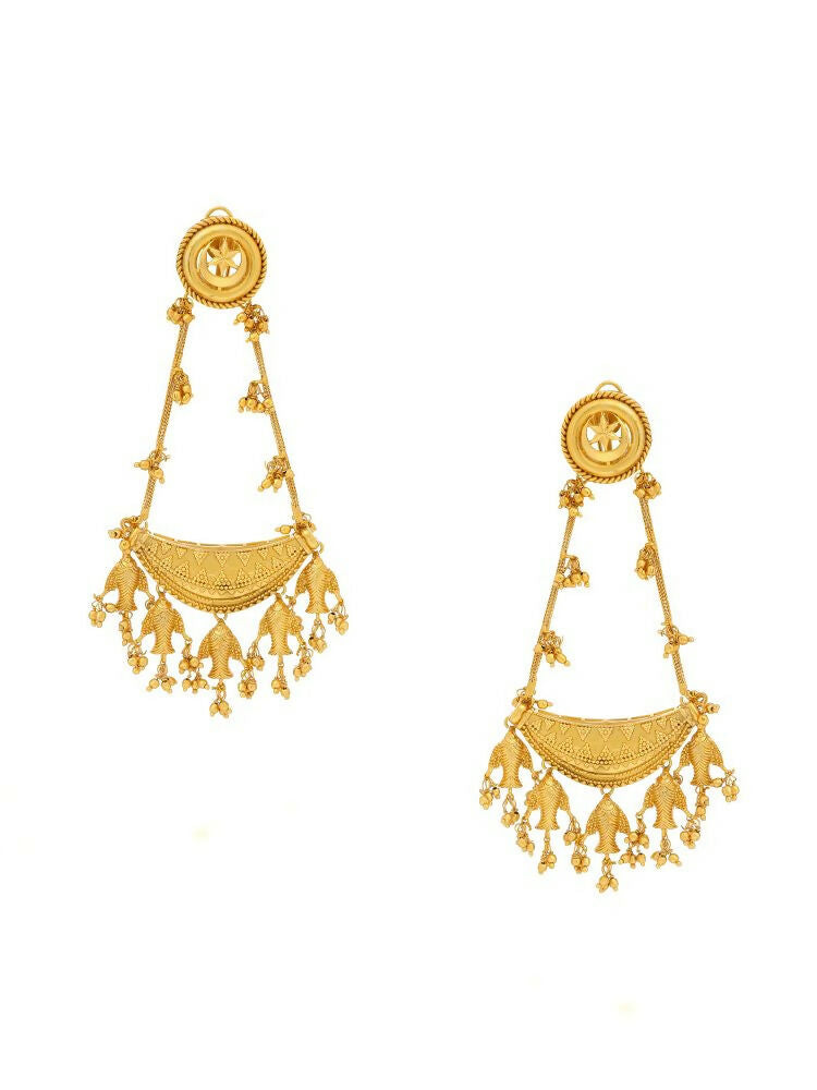 Kundan Antique Finish Chandelier Earrings - Ruby Raang | Grocsy