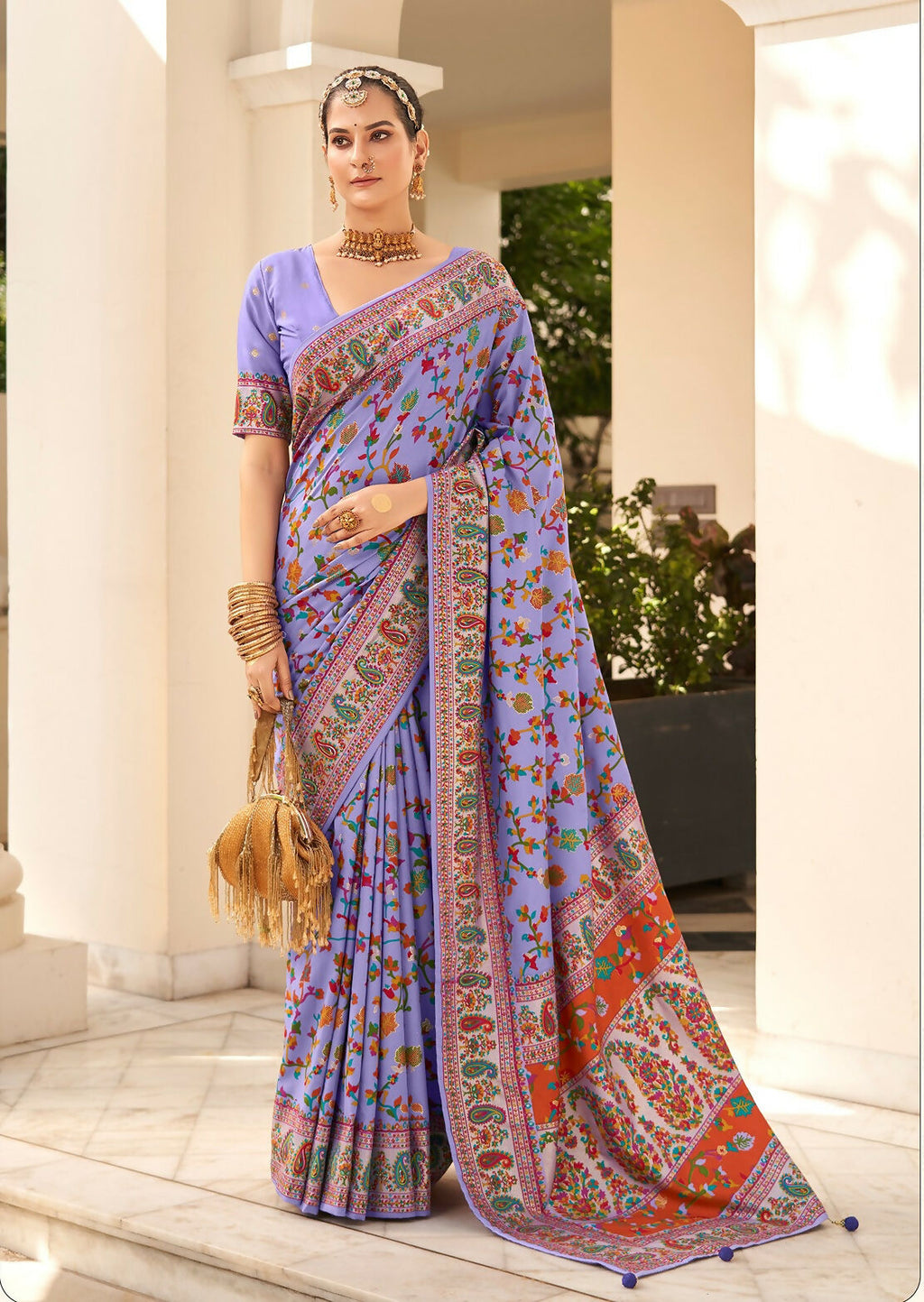 Joban Fashion Faux Chiffon Light Weight SareeLight Purple Colored With Zari Border Saree | Grocsy