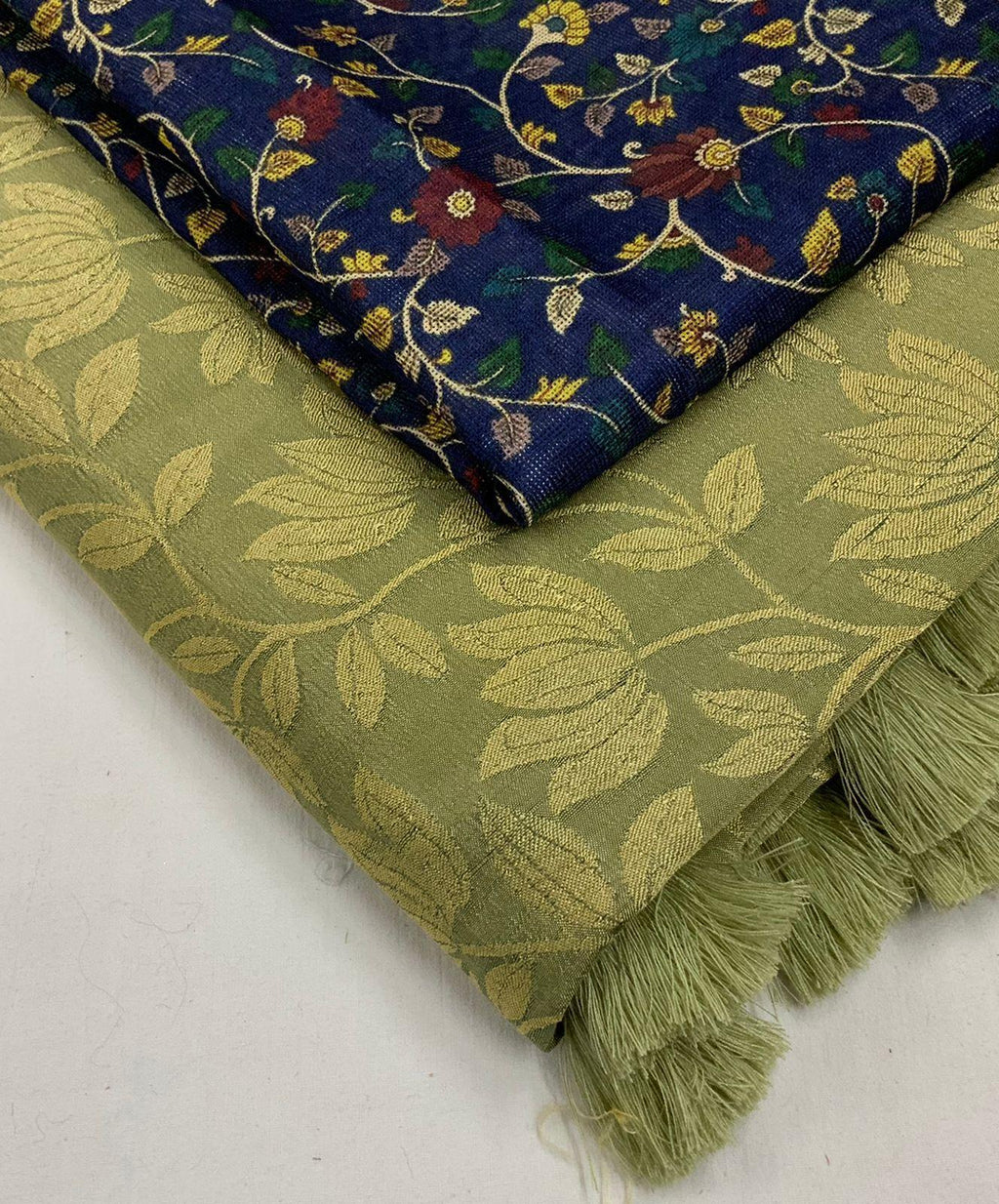 Olive Jute Silk Woven Design Saree with Unstitched Blouse - A2M | Grocsy