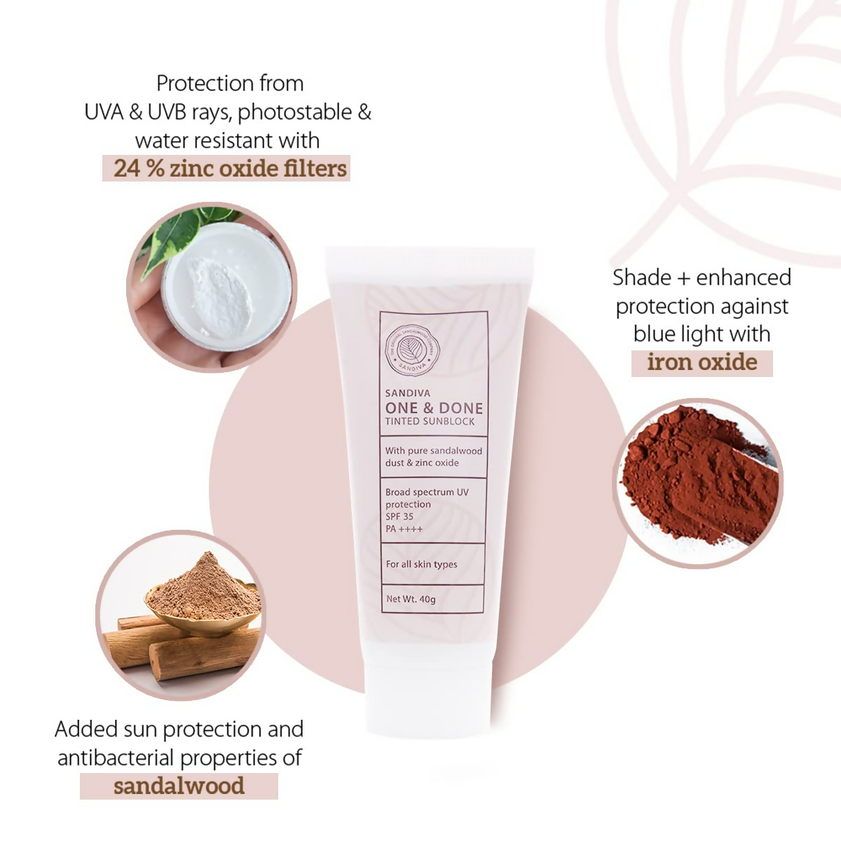 Sandiva One & Done Tinted Sunscreen With Zinc Oxide, SPF 35 PA++++, No White Cast - Tint 11 | Grocsy