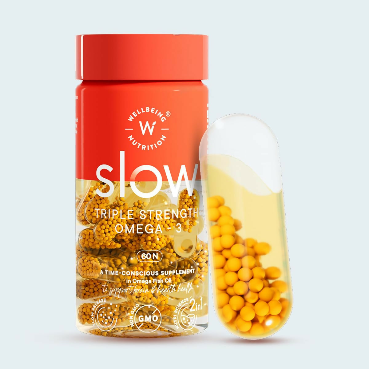 Wellbeing Nutrition Slow Triple Strength Omega 3 Fish Oil Capsules For Men and Women | Grocsy