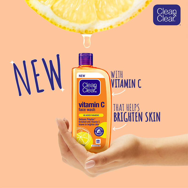 Clean & Clear Vitamin C Face Wash - Gentle Brightening & Hydrating Cleanser Reduces | Grocsy