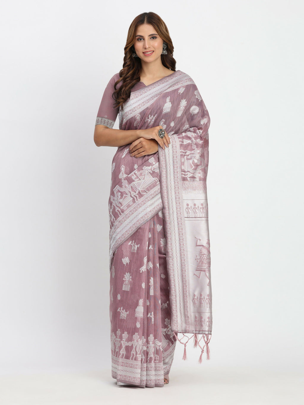 Shree Shyam Fashion Linen Cotton Sea Green Saree | Grocsy