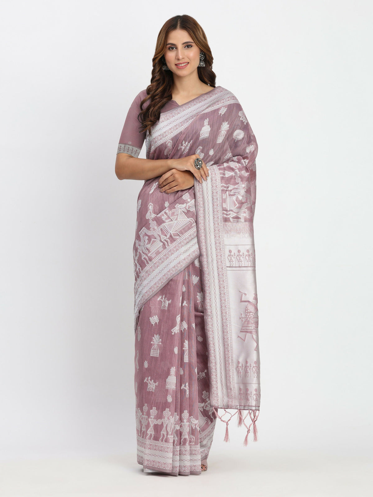 Shree Shyam Fashion Linen Cotton Sea Green Saree | Grocsy