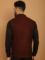 Even Apparels Pure Wool Nehru Jacket - Maroon | Grocsy