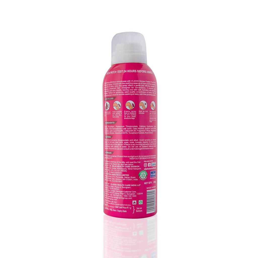 VI-JOHN Feather Touch Dermatologically Tested Rose & Alevera Hair Removal Spray For Women | Grocsy