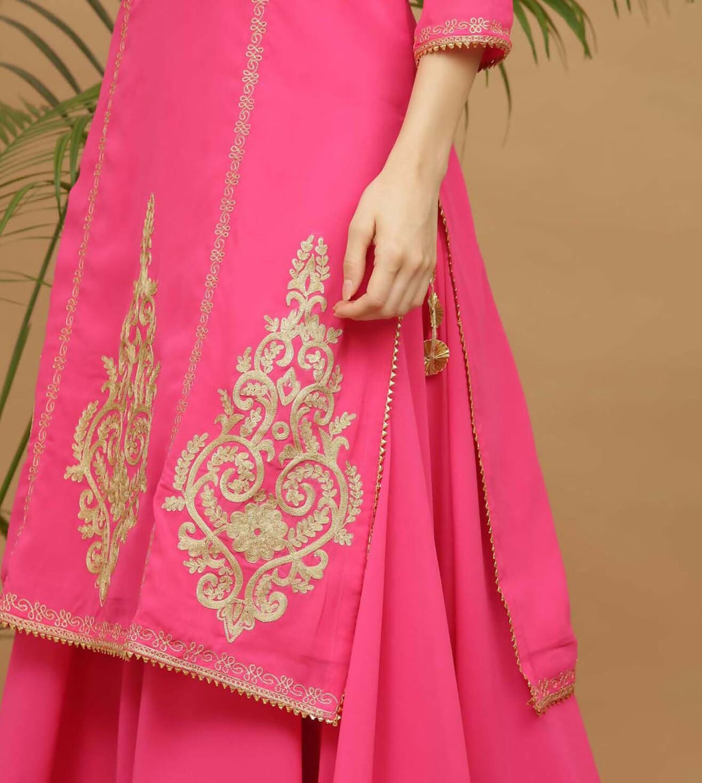 Joban Fashion Pink Georgette Lehenga Set | Grocsy