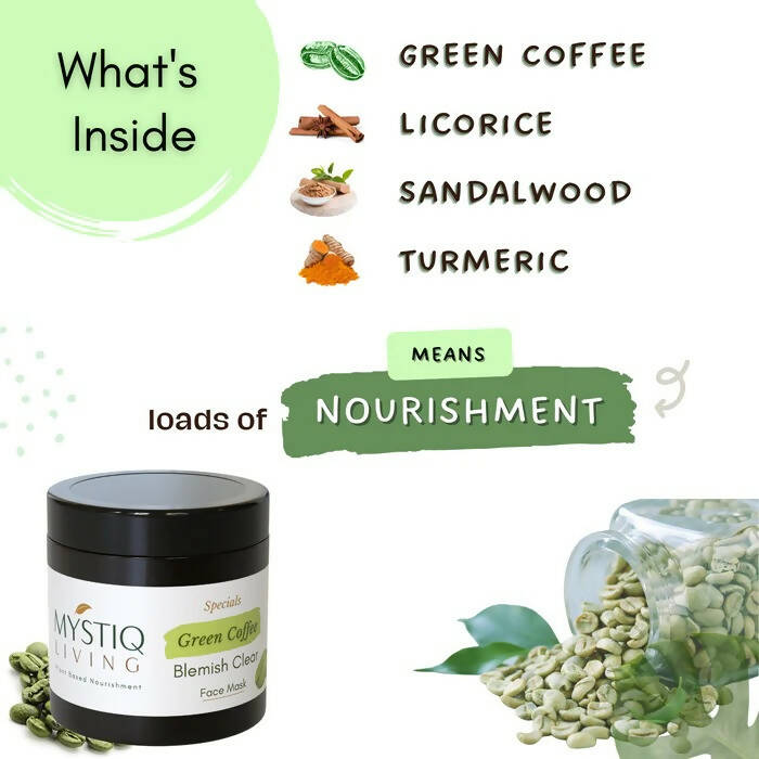 Mystiq Living Specials Green Coffee Blemish Clear Face Mask | Grocsy