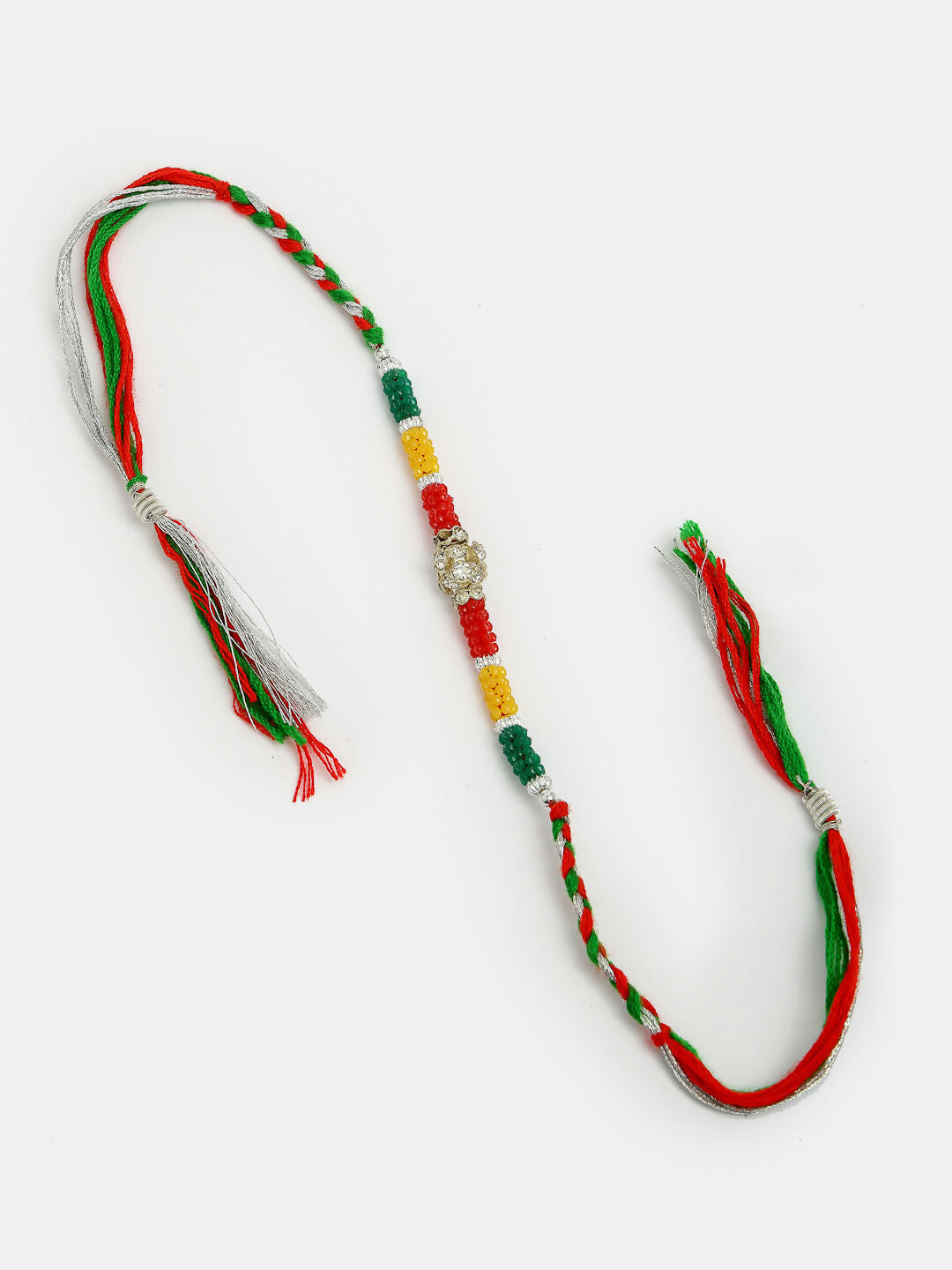 NVR Women & Men Set of 4 Multicolor Artificial stone and beads Rakhi With Roli Chawal | Grocsy