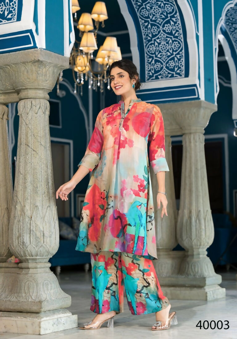 Designer Stylish Light Brown With Sky Pure Muslin Stitched Suit - Apoorva | Grocsy