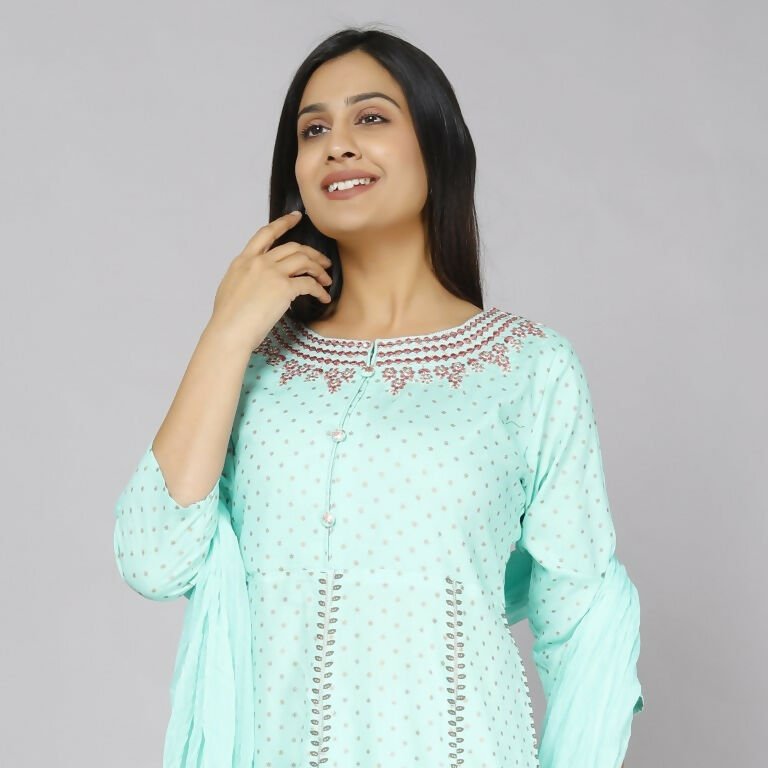 Alvano Women's Stylish Rayon Anarkali Kurta with Pant and Dupatta set Casual wear, Partywear, Wedding | Grocsy
