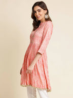 Peach Chiffon Paisley Printed Top - Himanshi | Grocsy