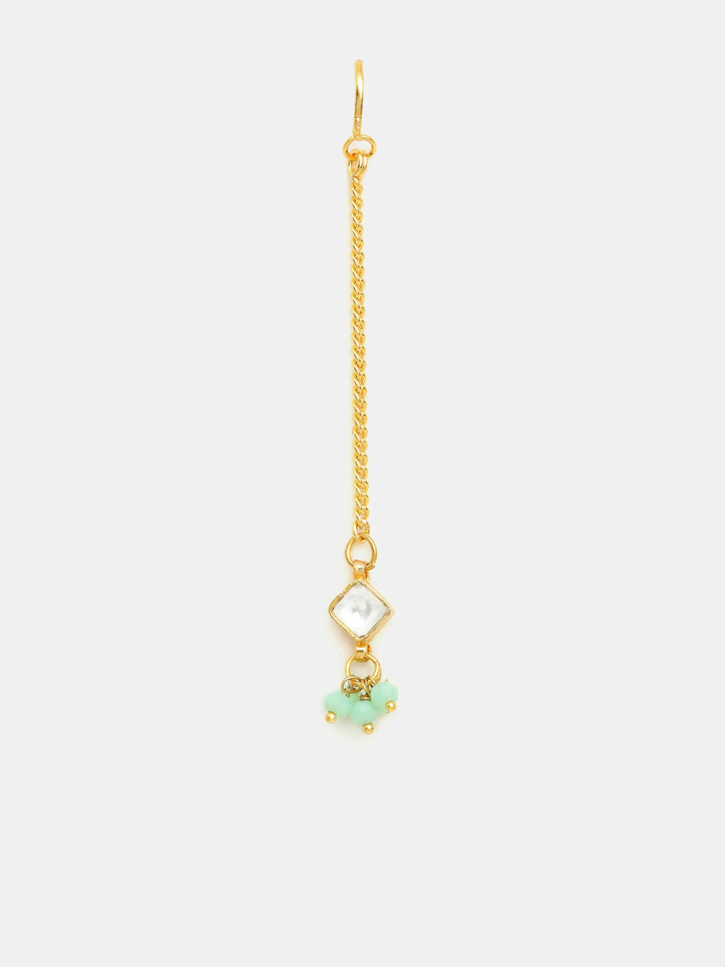 Ruby Raang Set Of Pastel Green Maang Tikka And Earrings | Grocsy