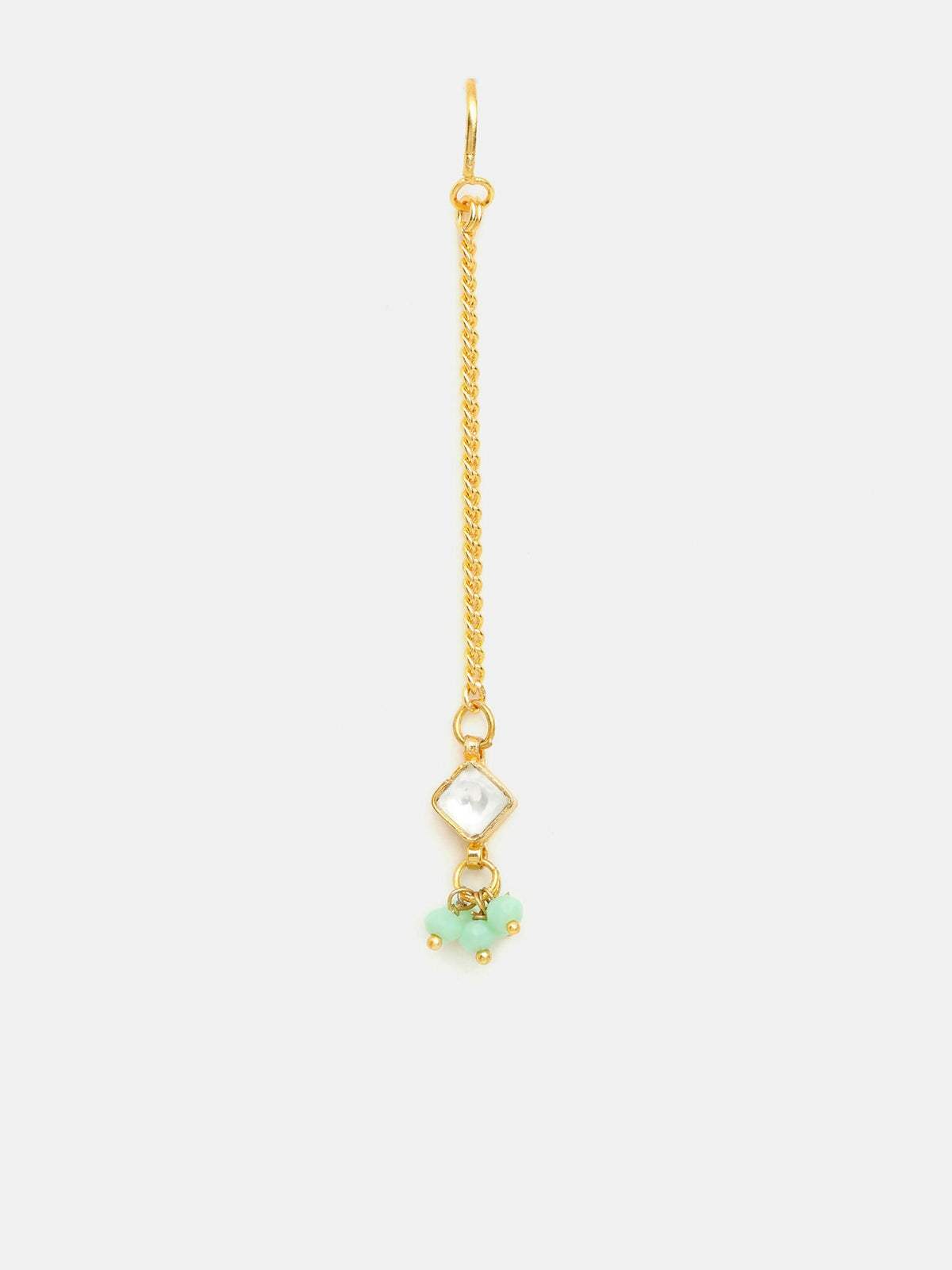 Ruby Raang Set Of Pastel Green Maang Tikka And Earrings | Grocsy