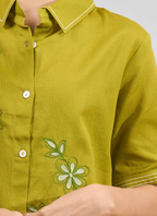 Joban Fashion Green Cotton, Linen Embroidered Readymade Cord Set | Grocsy