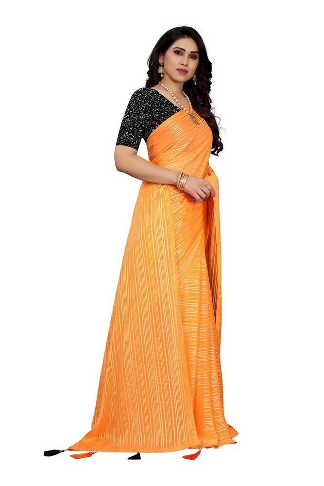 Vamika Orange Georgette Seqence Saree (Riva Orange) | Grocsy