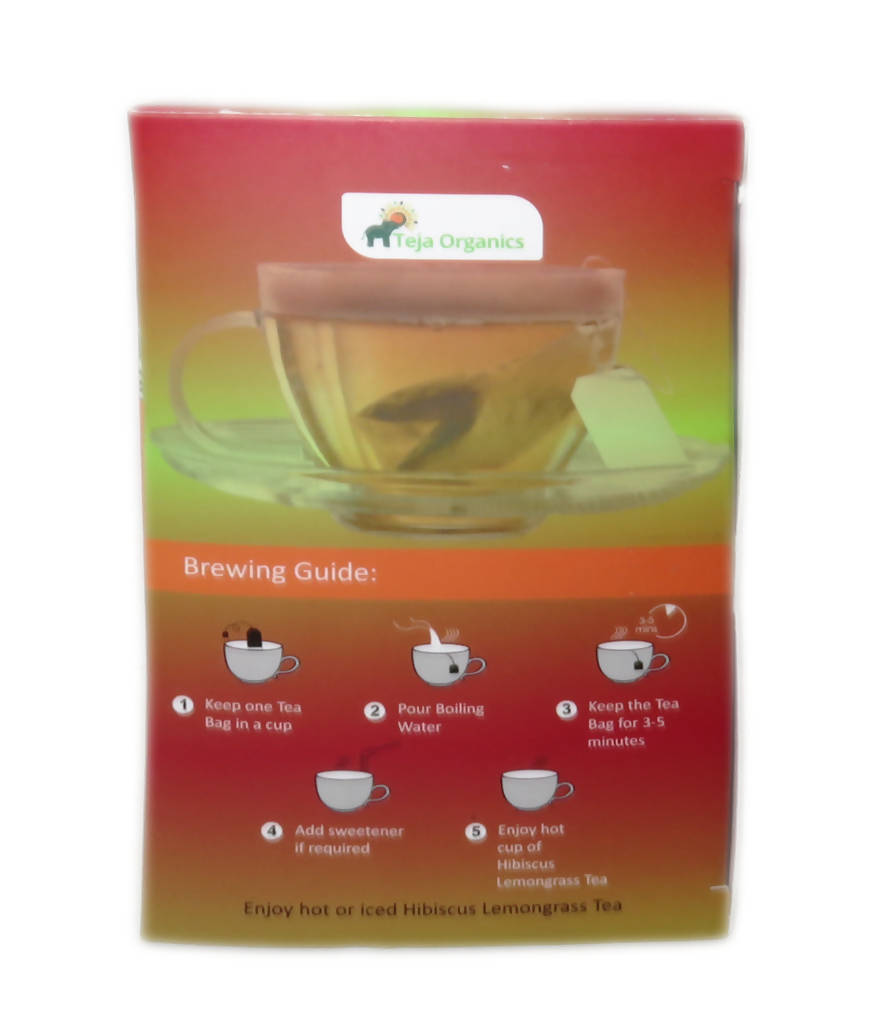 Teja Organics Hibiscus & Lemongrass Tea Bags | Grocsy
