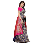 Vamika Banarasi Jaquard Blue Weaving Saree (BANARASI 04) | Grocsy