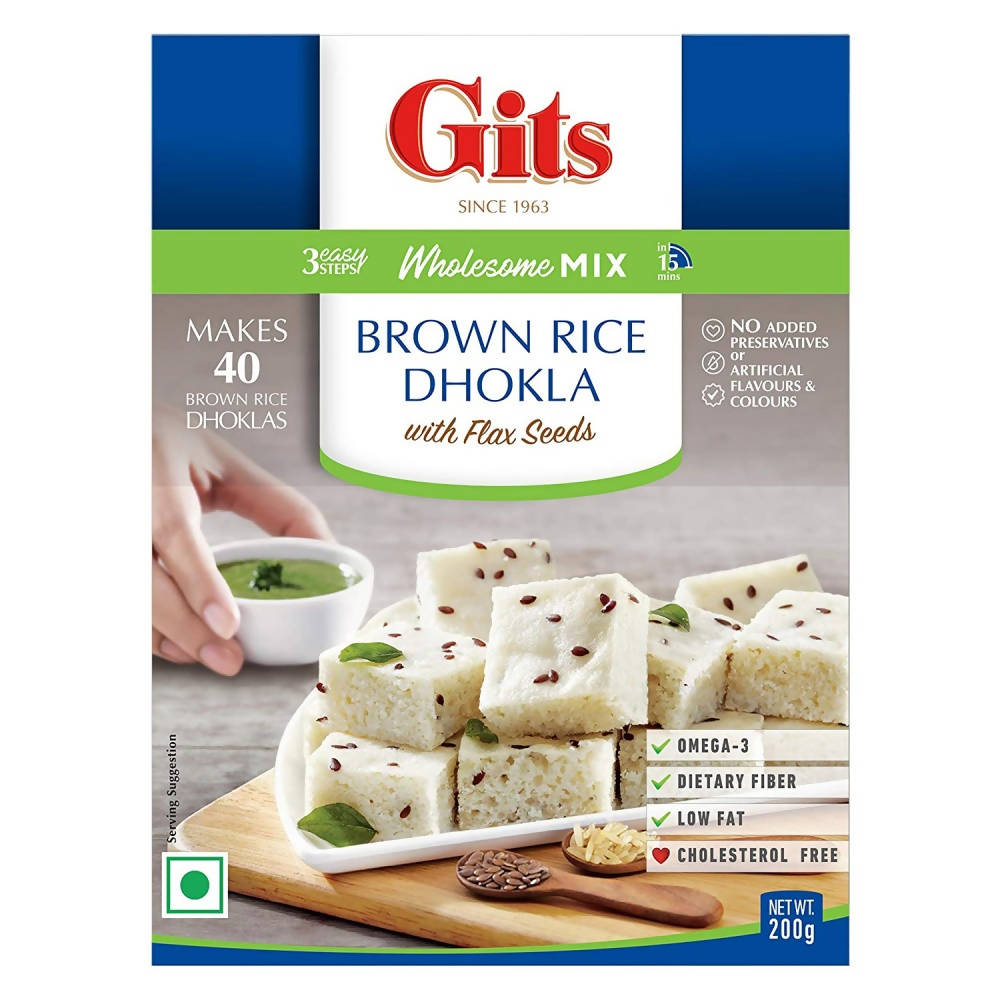 Gits Brown Rice Dhokla With Flax Seeds In Wholesome Mix | Grocsy