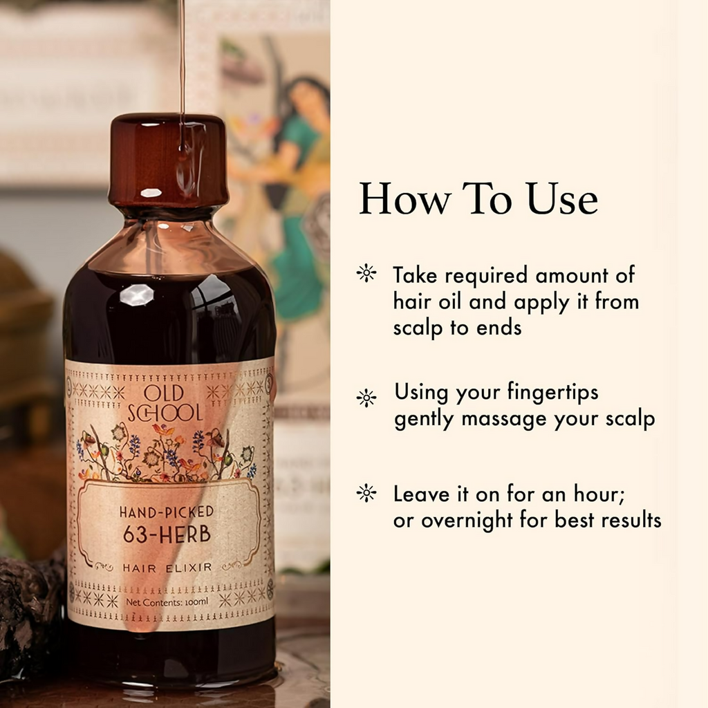 Old School Rituals 63-Herb Hair Elixir All-Natural Hair Oil For Growth Of Strong & Healthy Hair | Grocsy