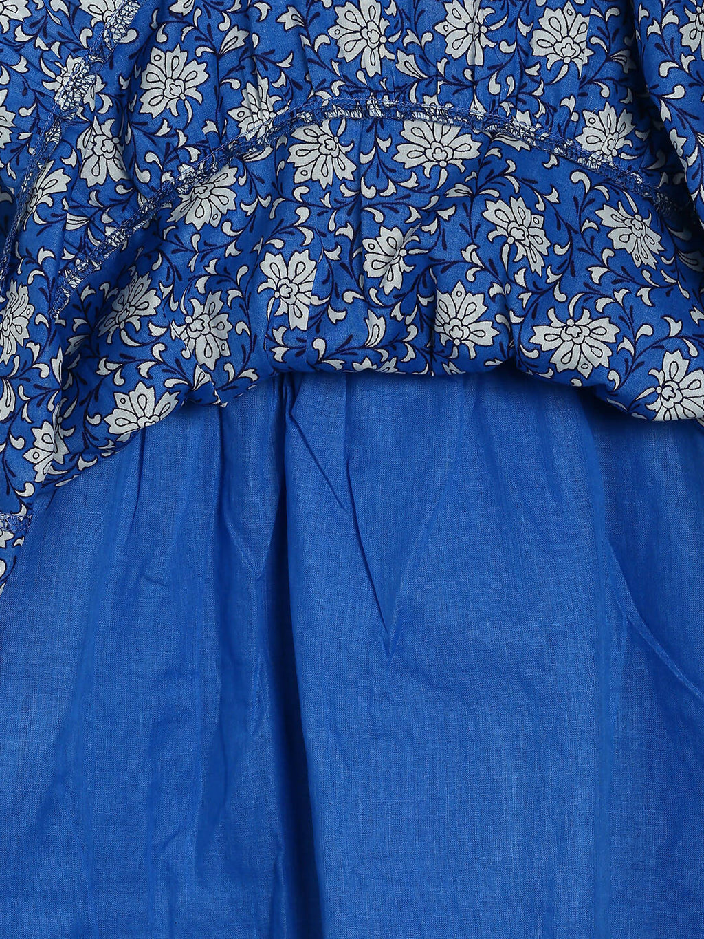 Manet Girls Cotton Layer Frock Printed - Blue | Grocsy