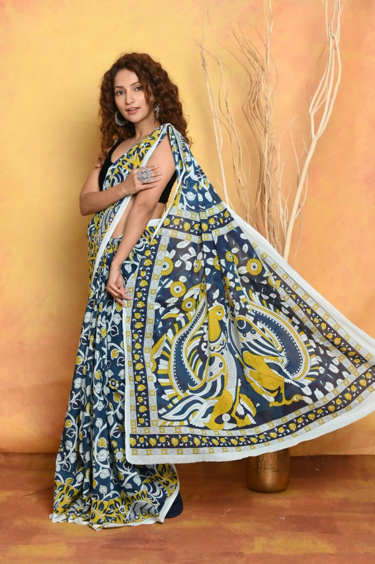 Very Much Indian Handblock Printed Cotton Saree With Natural Dyes | Grocsy