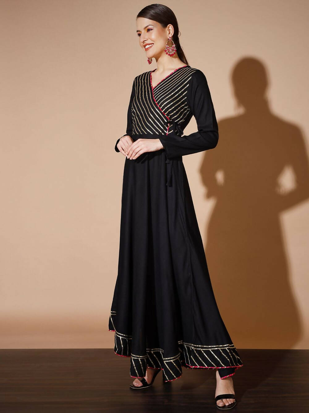 Myshka Women Black Solid Kurtas | Grocsy