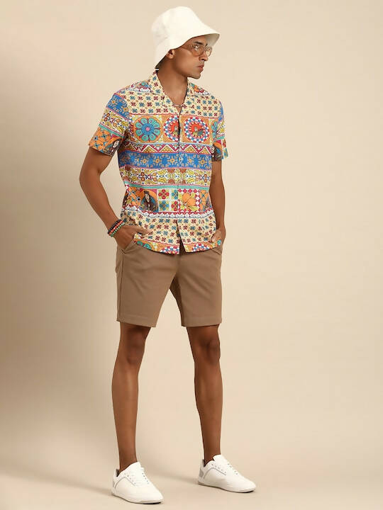 Multicoloured Relaxed Opaque Printed Casual Resort Shirt - Mahotsav | Grocsy
