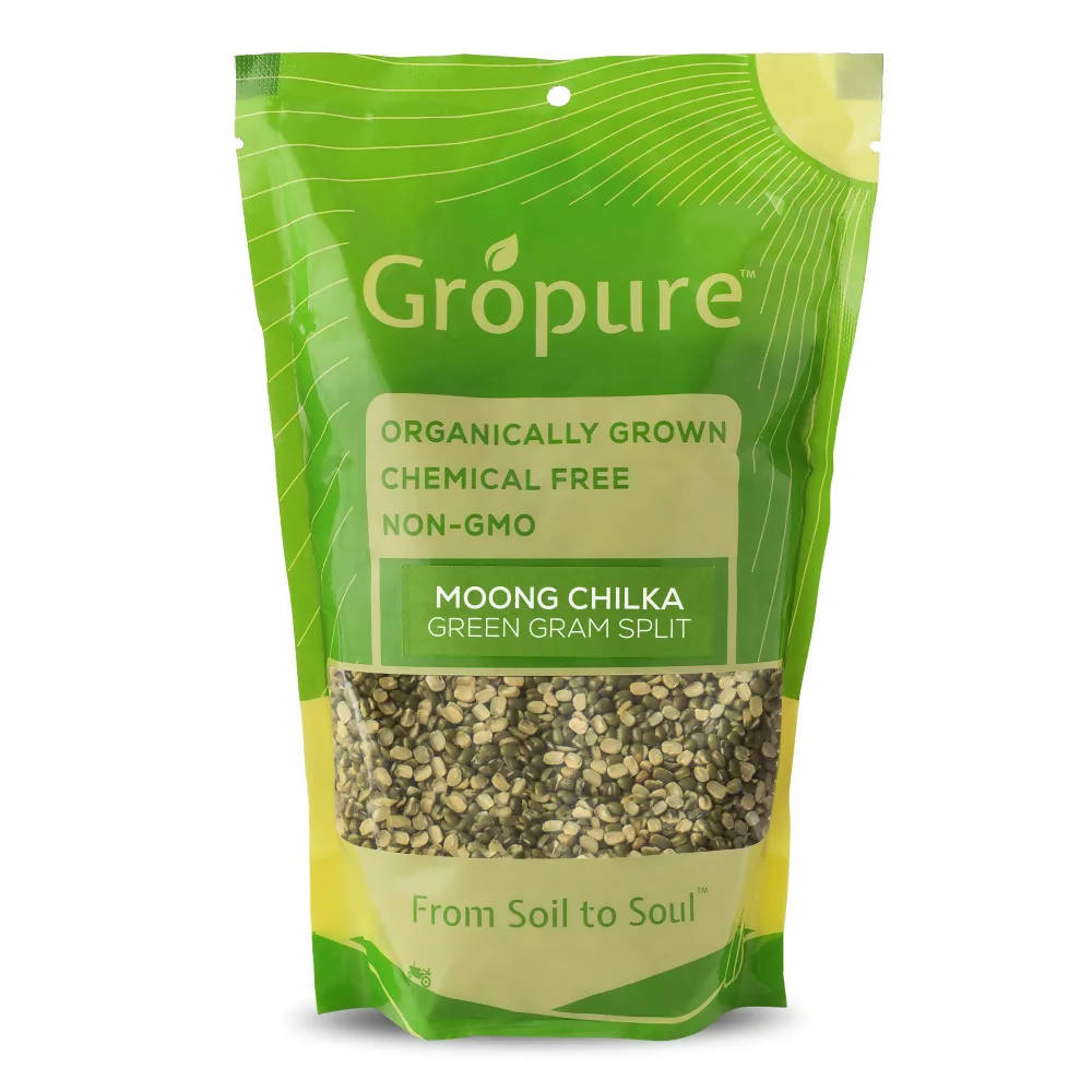 Gropure Organic Moong Dal Chilka (Green Gram Split) | Grocsy