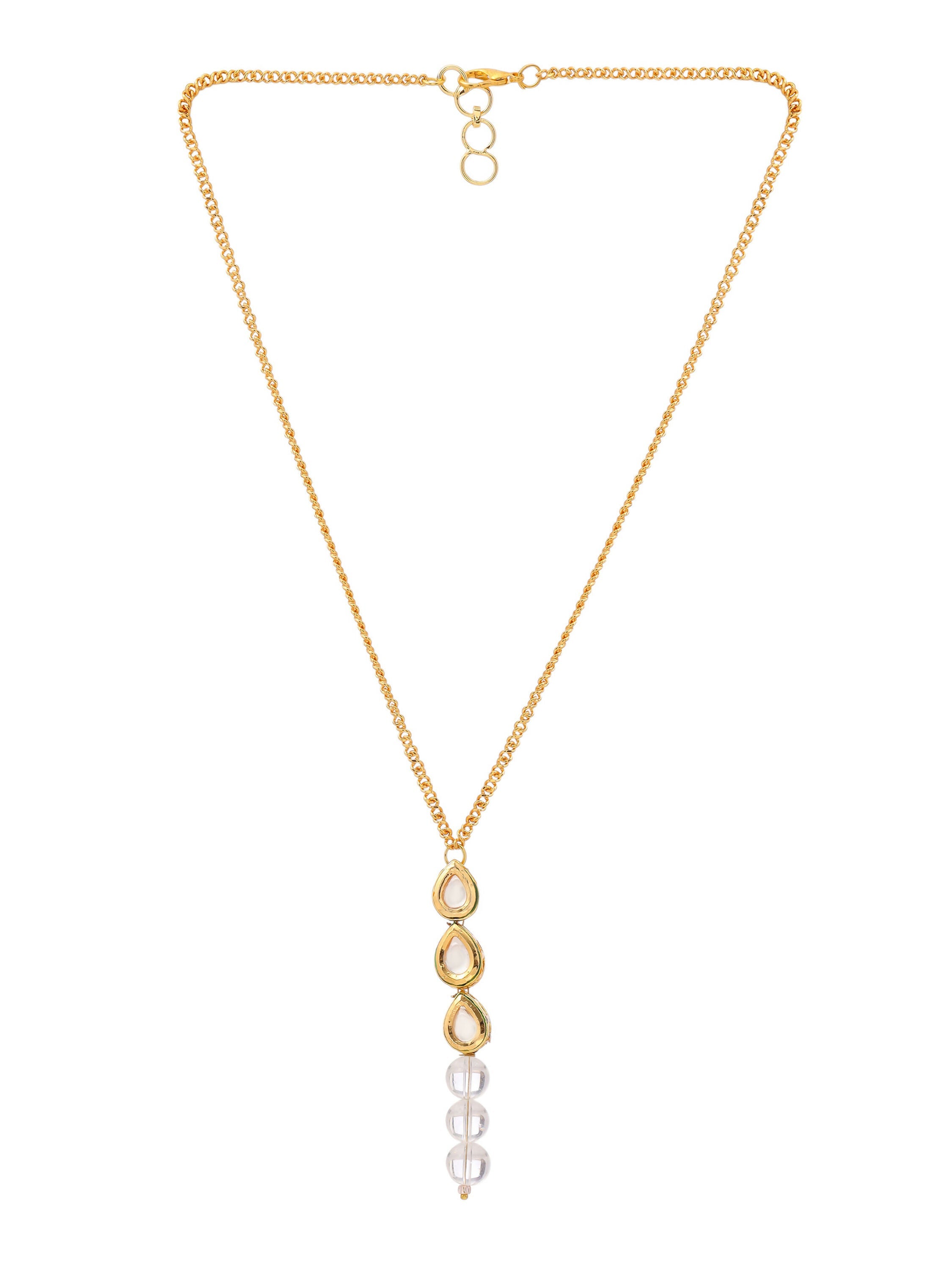 Ruby Raang White Clear Quartz Kundan Necklace | Grocsy