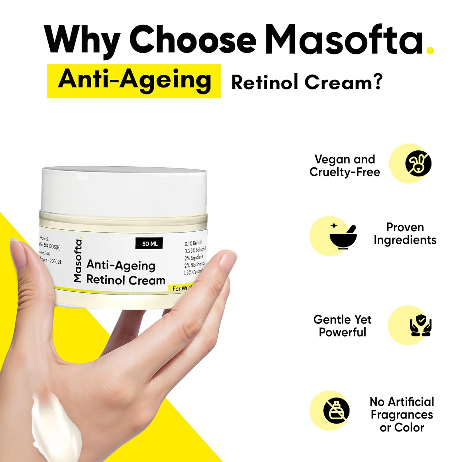 Masofta Anti Ageing Retinol Night Cream | Grocsy