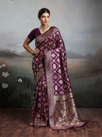 Shree Shyam Fashion Wine Silk Blend Saree | Grocsy
