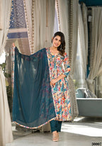 Designer Stylish Multi Slim Georgette Stitched Suit With Dupatta - Kiyara | Grocsy