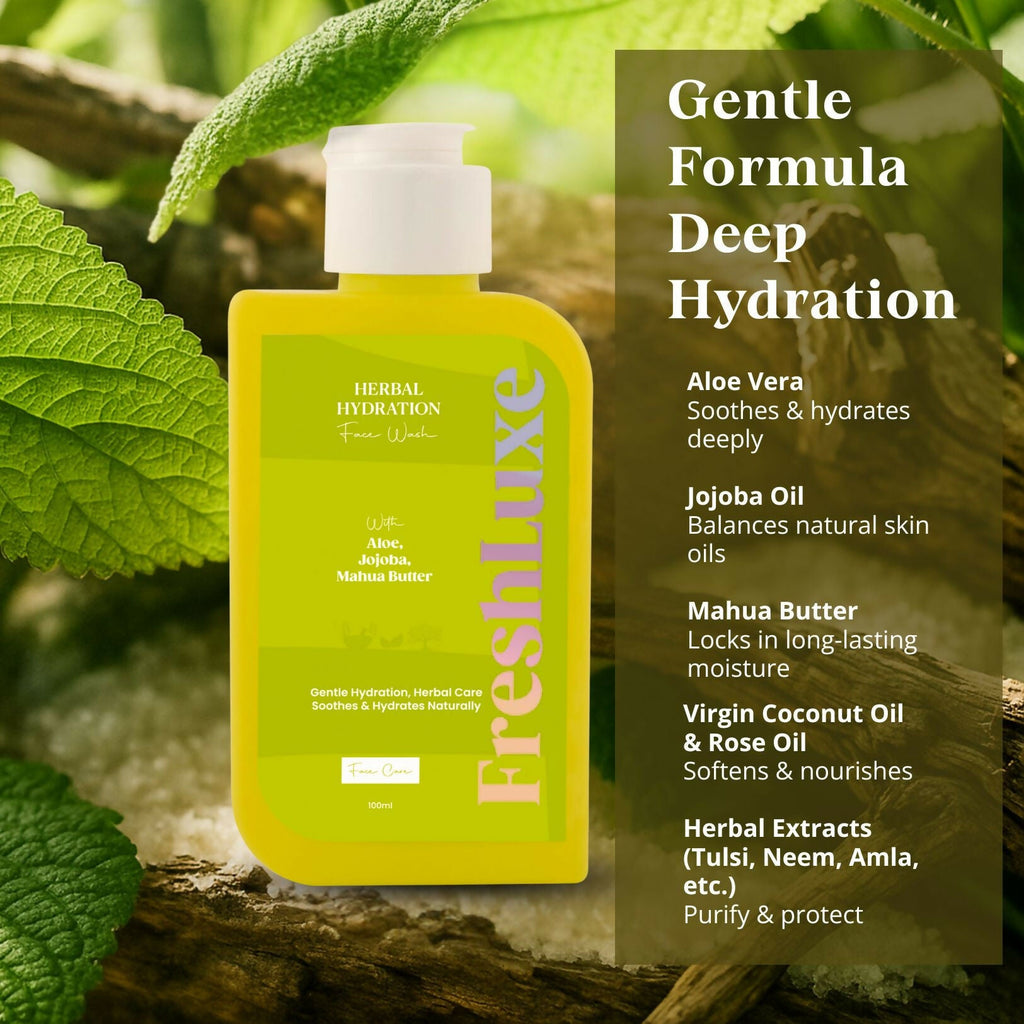 FreshLuxe Herbal Hydration Face Wash For Oil & Acne Control with Aloe Vera & Neem | Grocsy