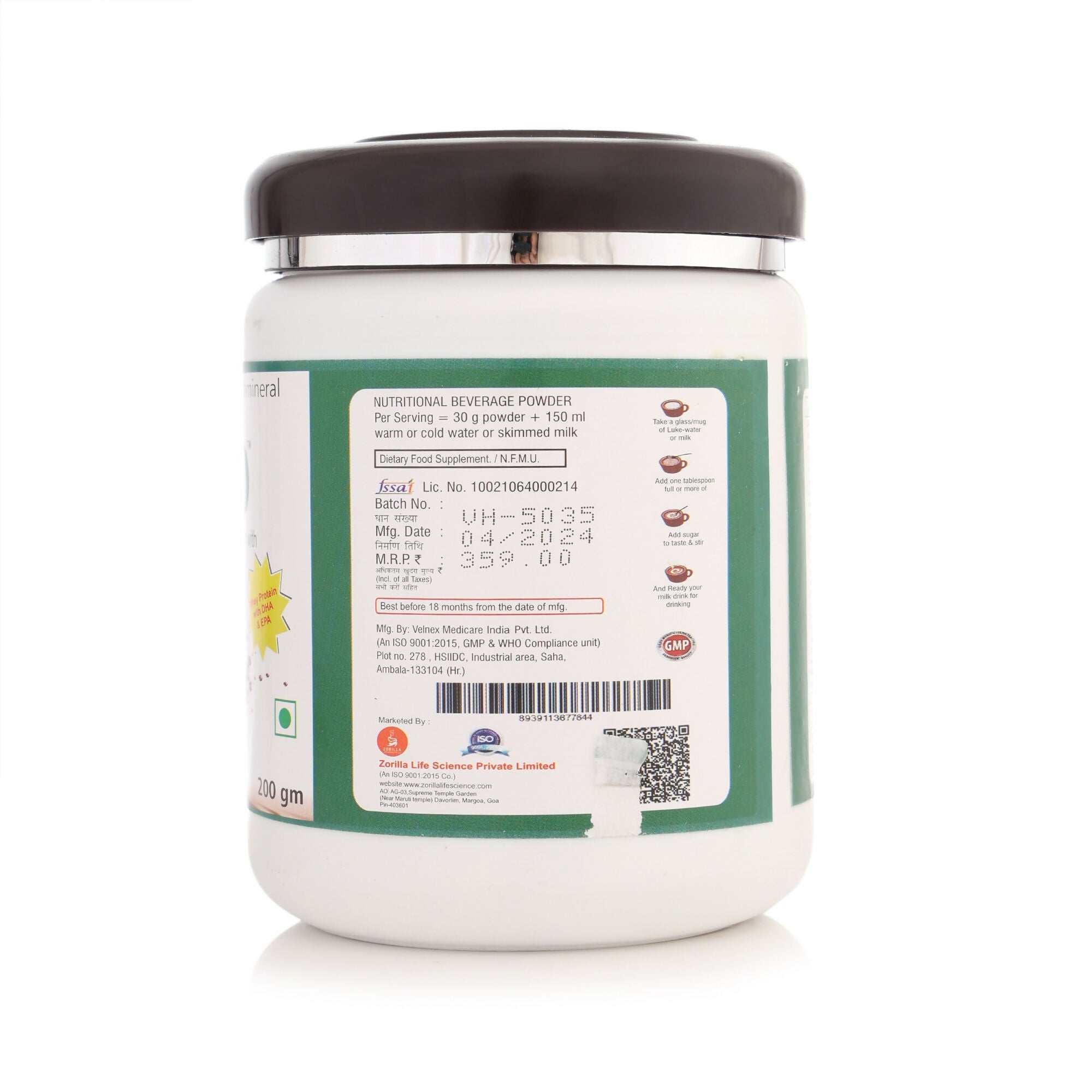 Zorilla Life Science Zoripro Protein Powder - Chocolate I Multivitamin I Multimineral I Anti-Oxidant for all ages I with Power of Herbs | Grocsy