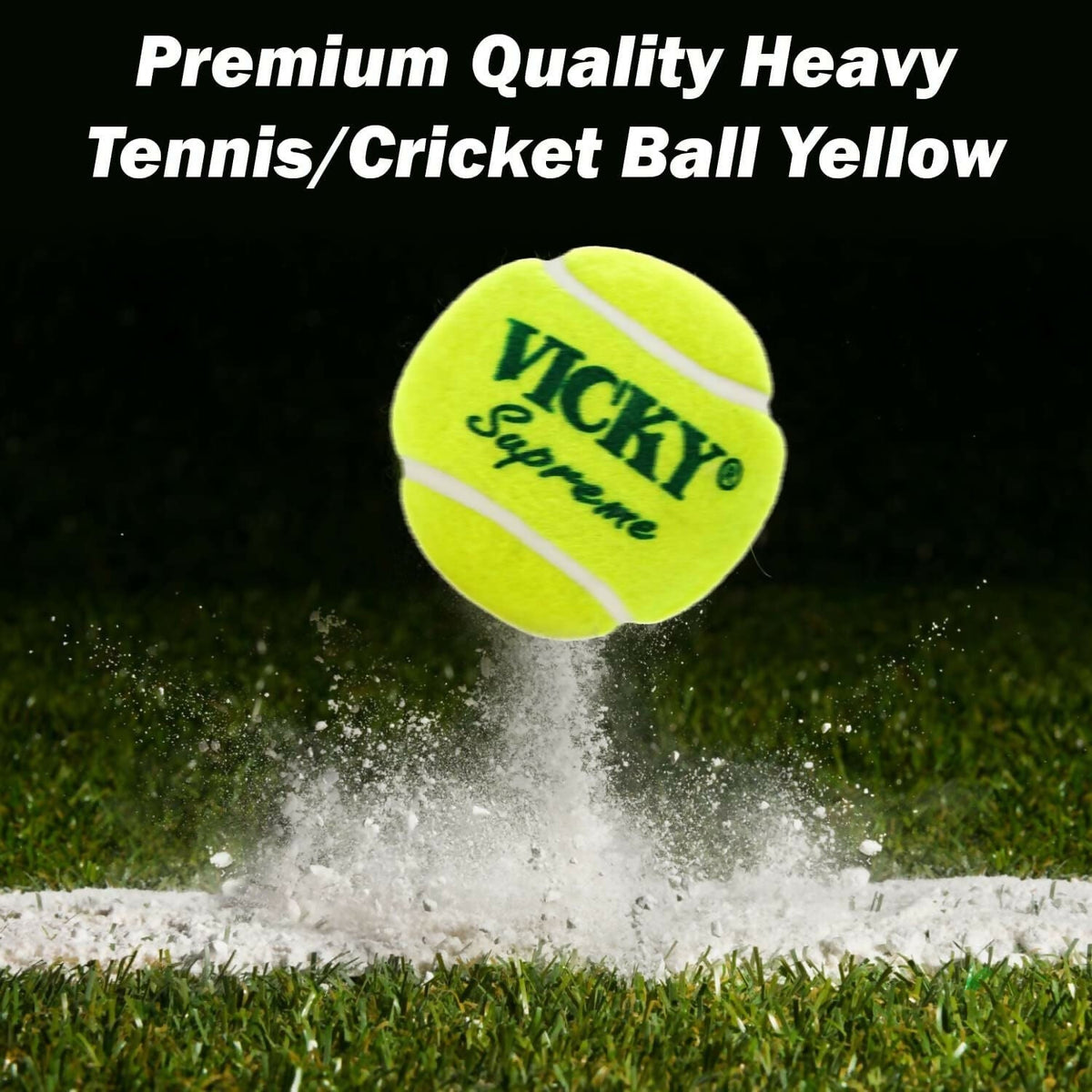 Vicky Supreme Yellow Tennis/Cricket Ball Heavy Multipurposeful Design & Durable Rubber Built | Grocsy