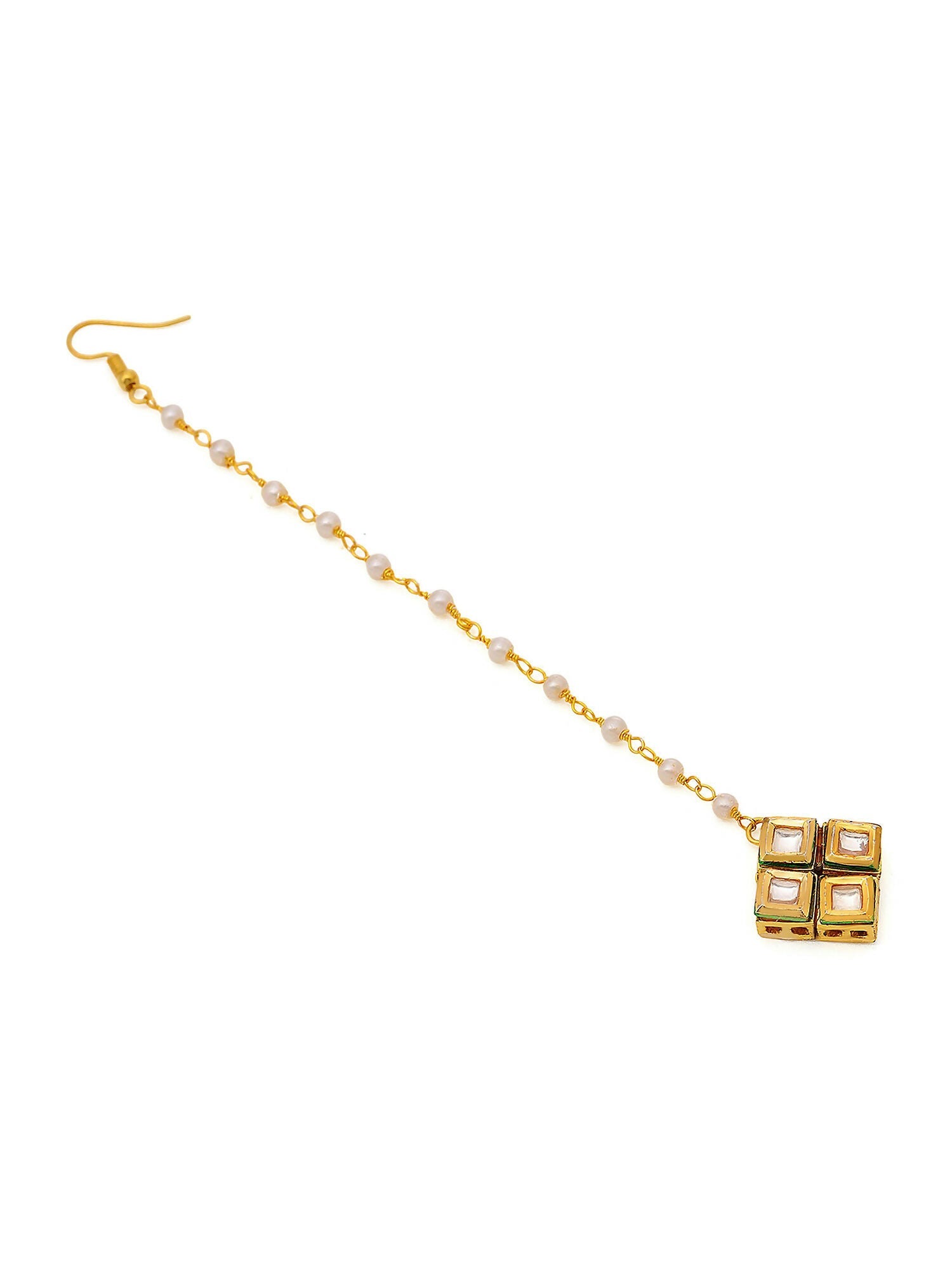 Ruby Raang Gold Square Kundan Maang Tikka | Grocsy